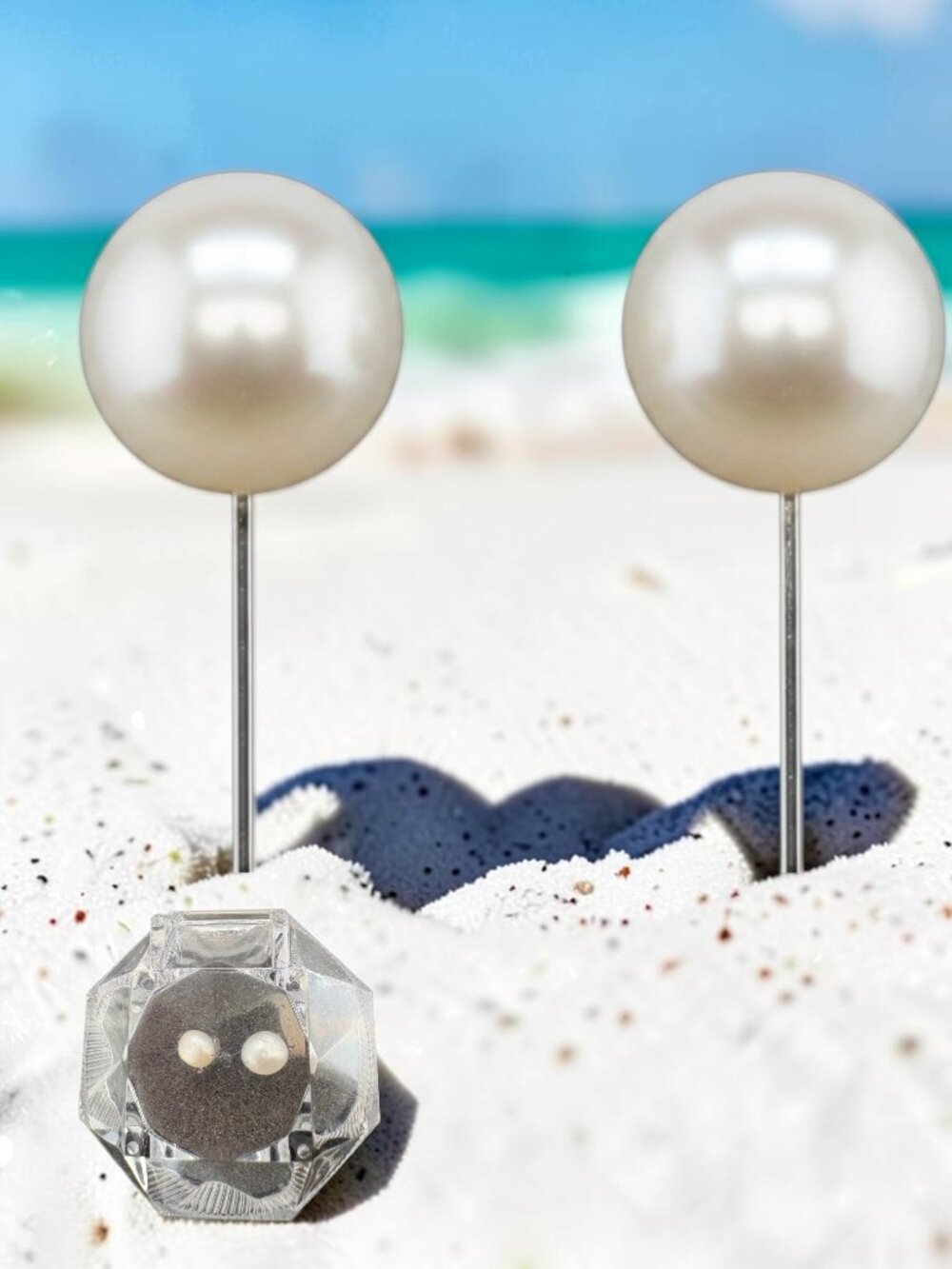 Natural 5-6mm White Freshwater High Luster Button Pearl Stud Earrings with Box